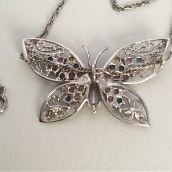 10k, SAPPHIRE BUTTERFLY PENDENT - Picture 2 of 5